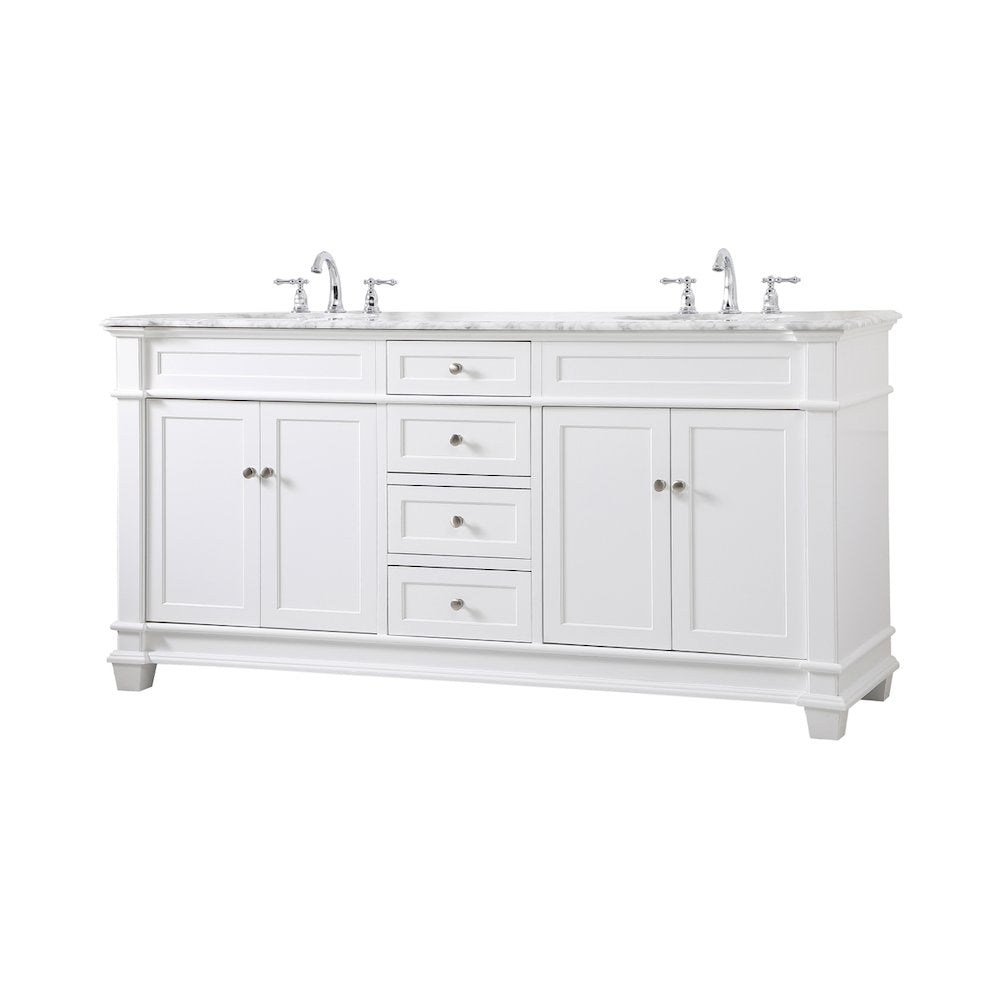 72 inch Double Bathroom Vanity set in White