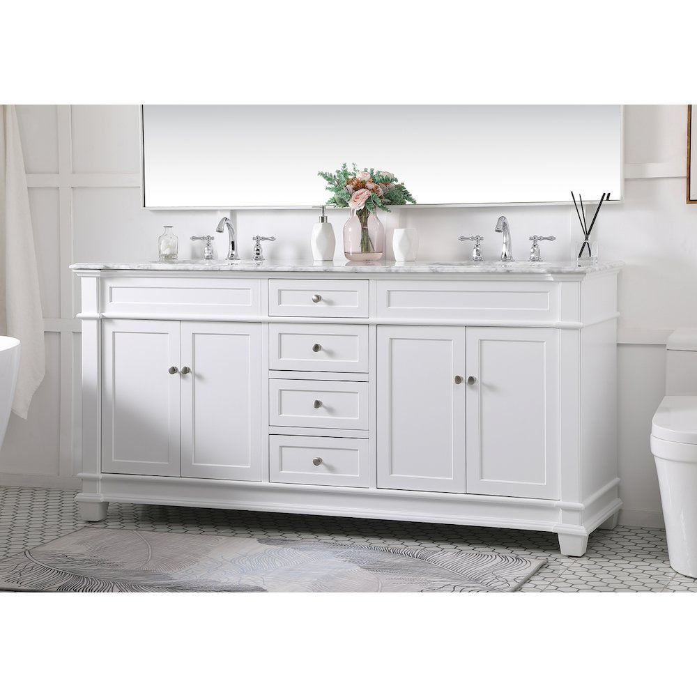 72 inch Double Bathroom Vanity set in White