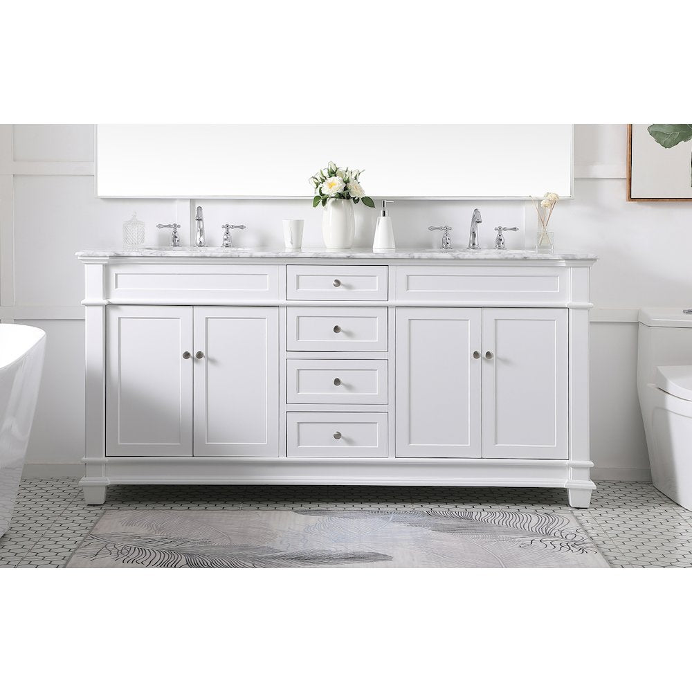 72 inch Double Bathroom Vanity set in White