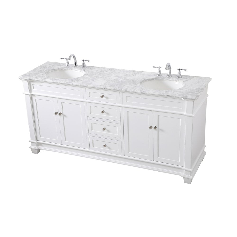 72 inch Double Bathroom Vanity set in White