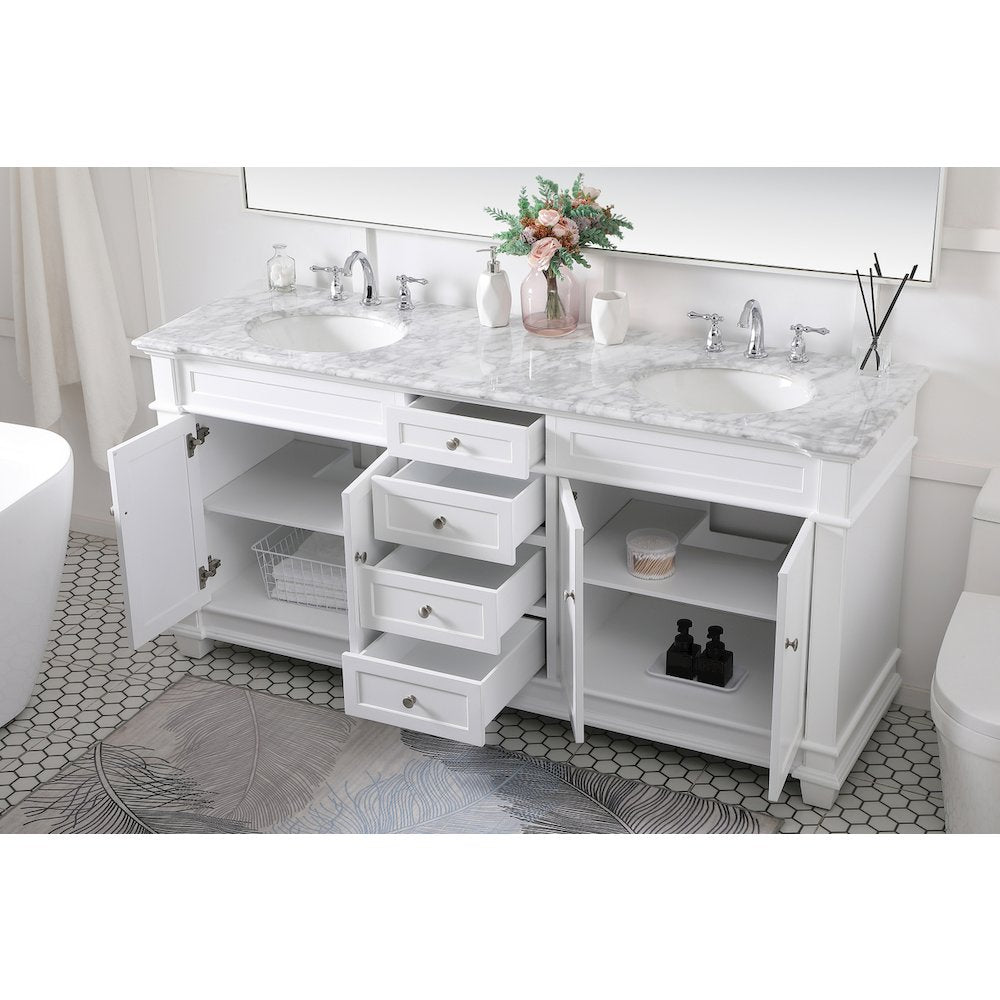 72 inch Double Bathroom Vanity set in White