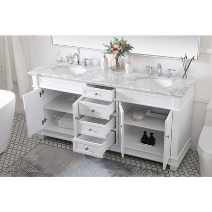 72 inch Double Bathroom Vanity set in White