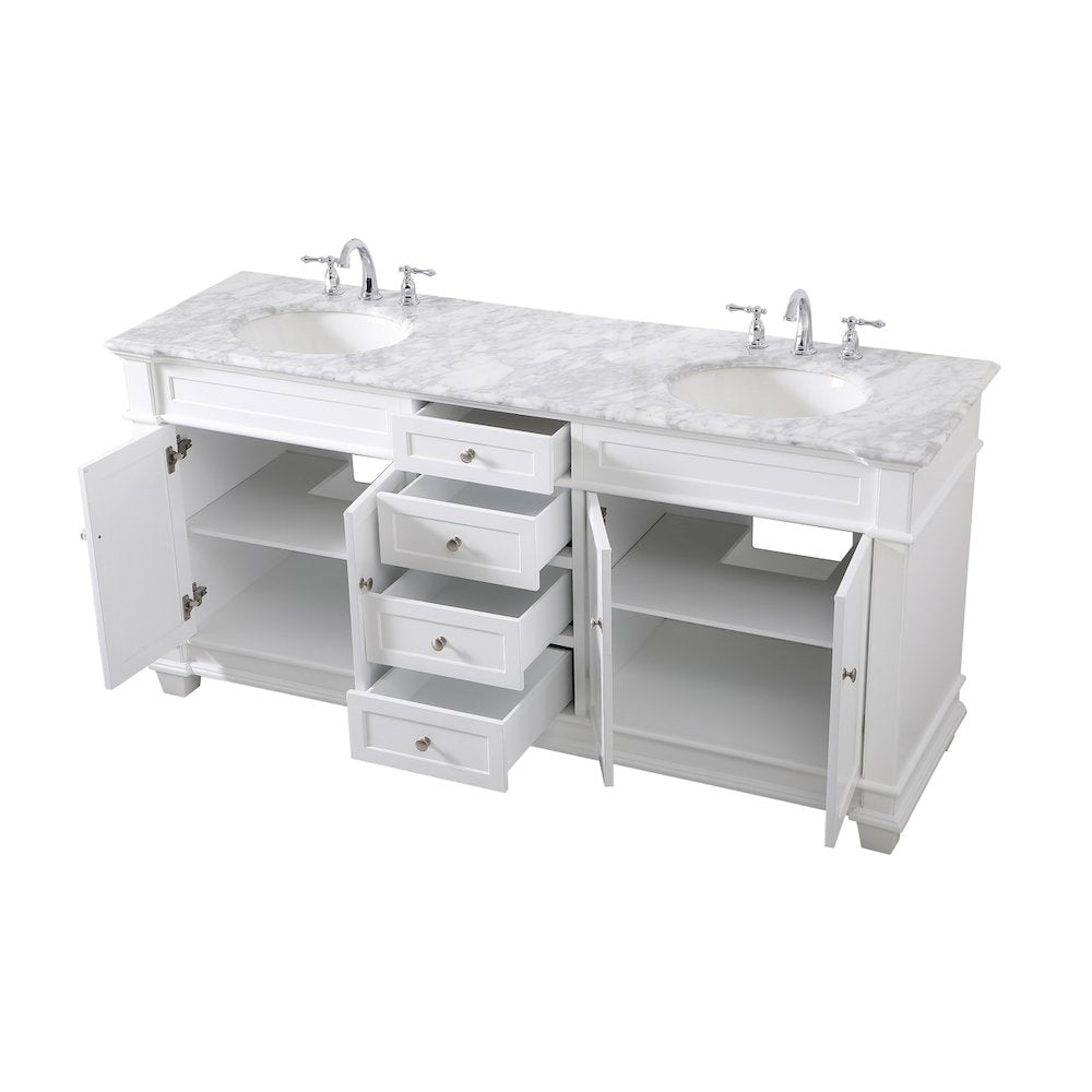 72 inch Double Bathroom Vanity set in White