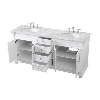 72 inch Double Bathroom Vanity set in White