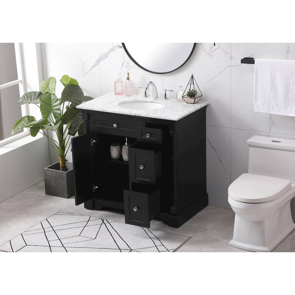 36 inch Single bathroom vanity set in black