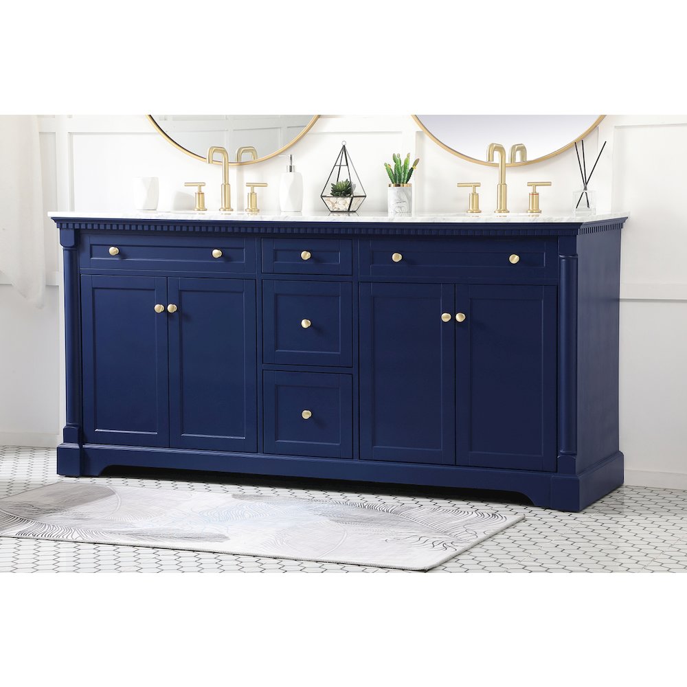 72 inch double bathroom vanity in Blue