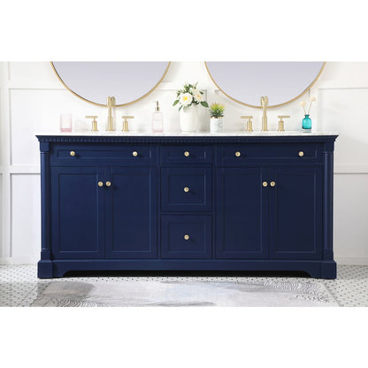 72 inch double bathroom vanity in Blue
