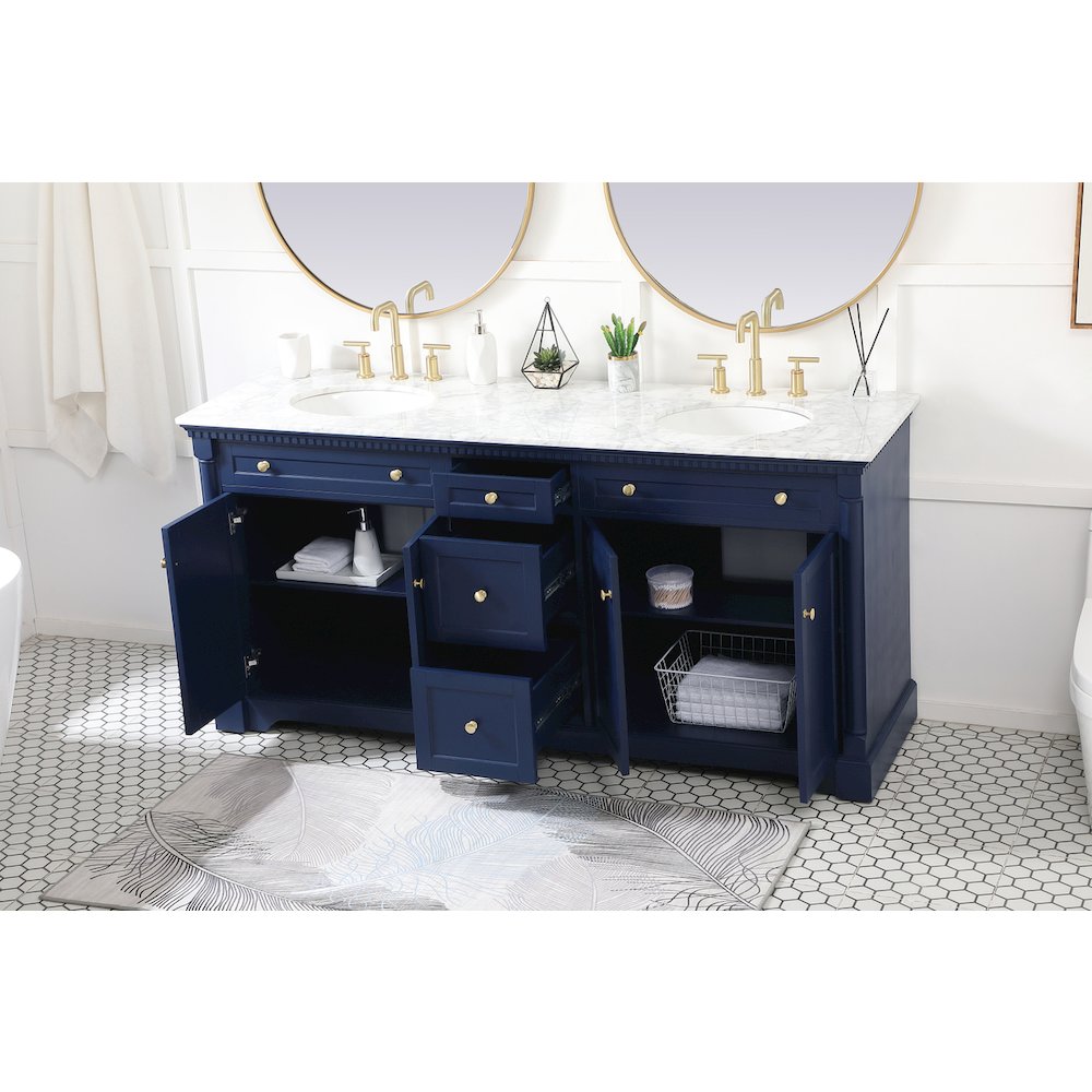 72 inch double bathroom vanity in Blue
