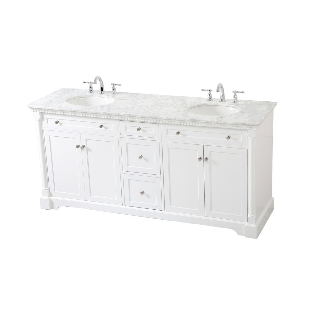 72 inch double bathroom vanity in White
