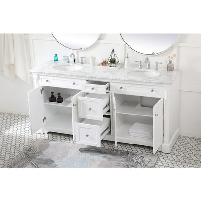 72 inch double bathroom vanity in White