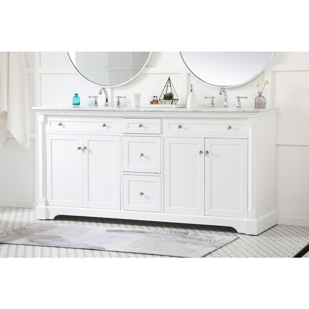 72 inch double bathroom vanity in White