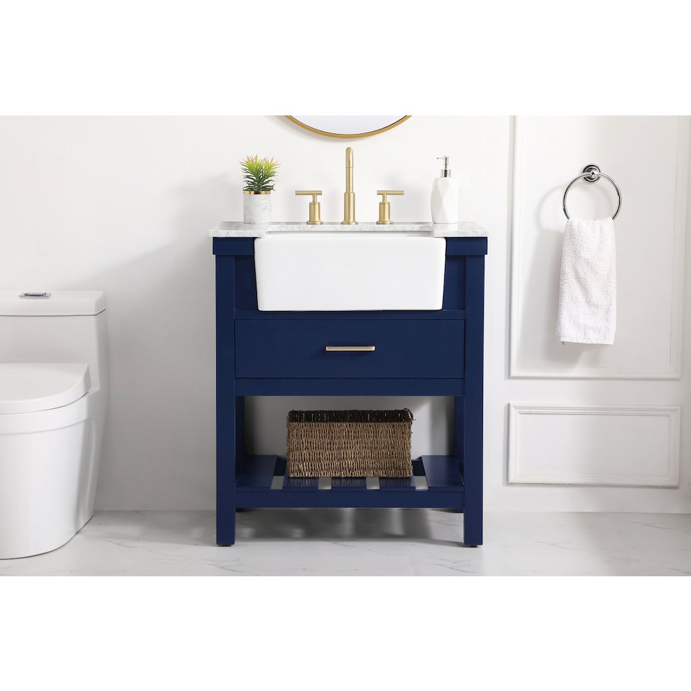 30 inch Single bathroom vanity in blue