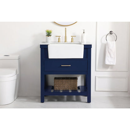 30 inch Single bathroom vanity in blue