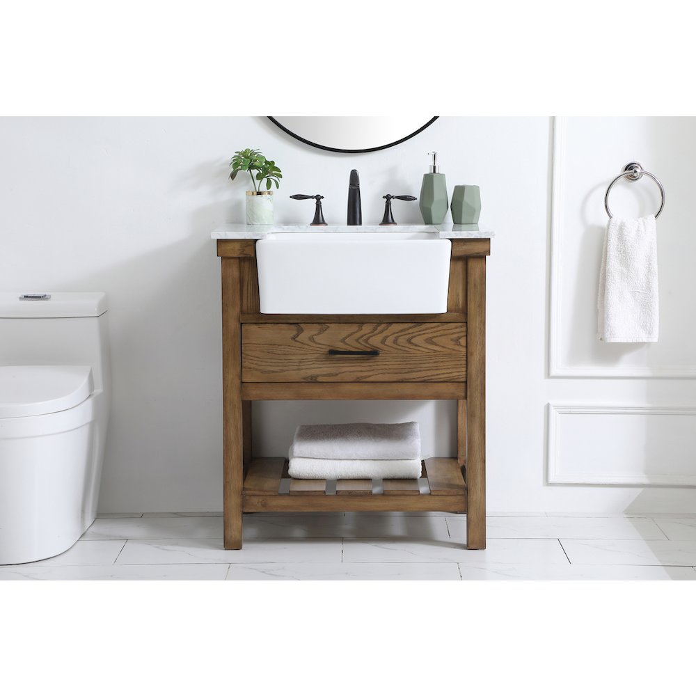 30 inch Single bathroom vanity in driftwood
