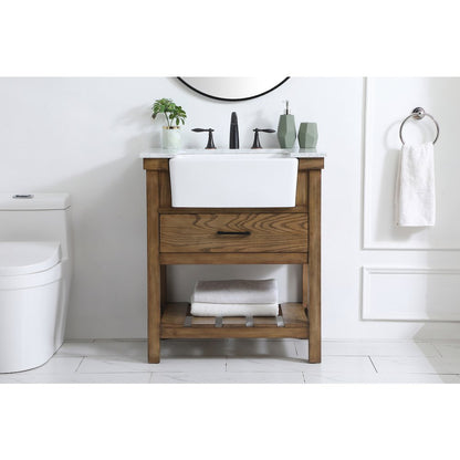 30 inch Single bathroom vanity in driftwood