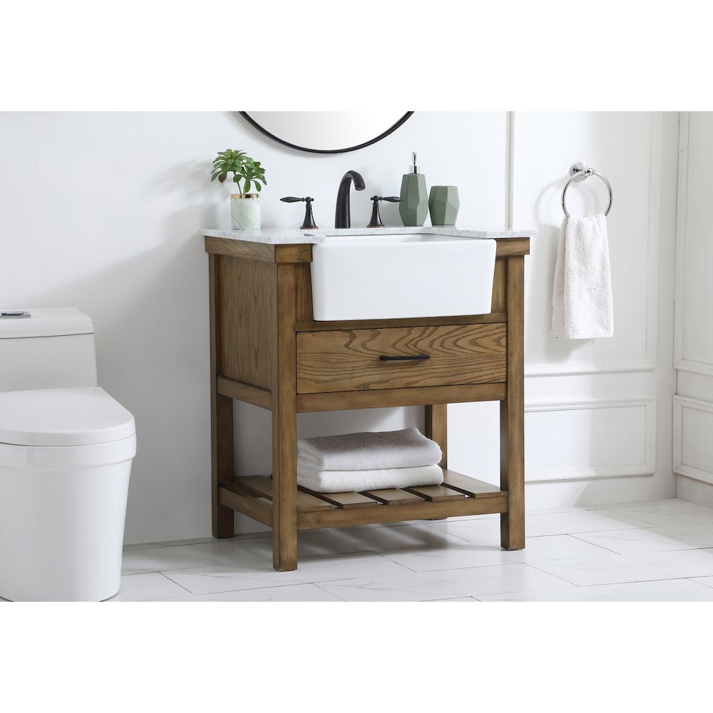 30 inch Single bathroom vanity in driftwood