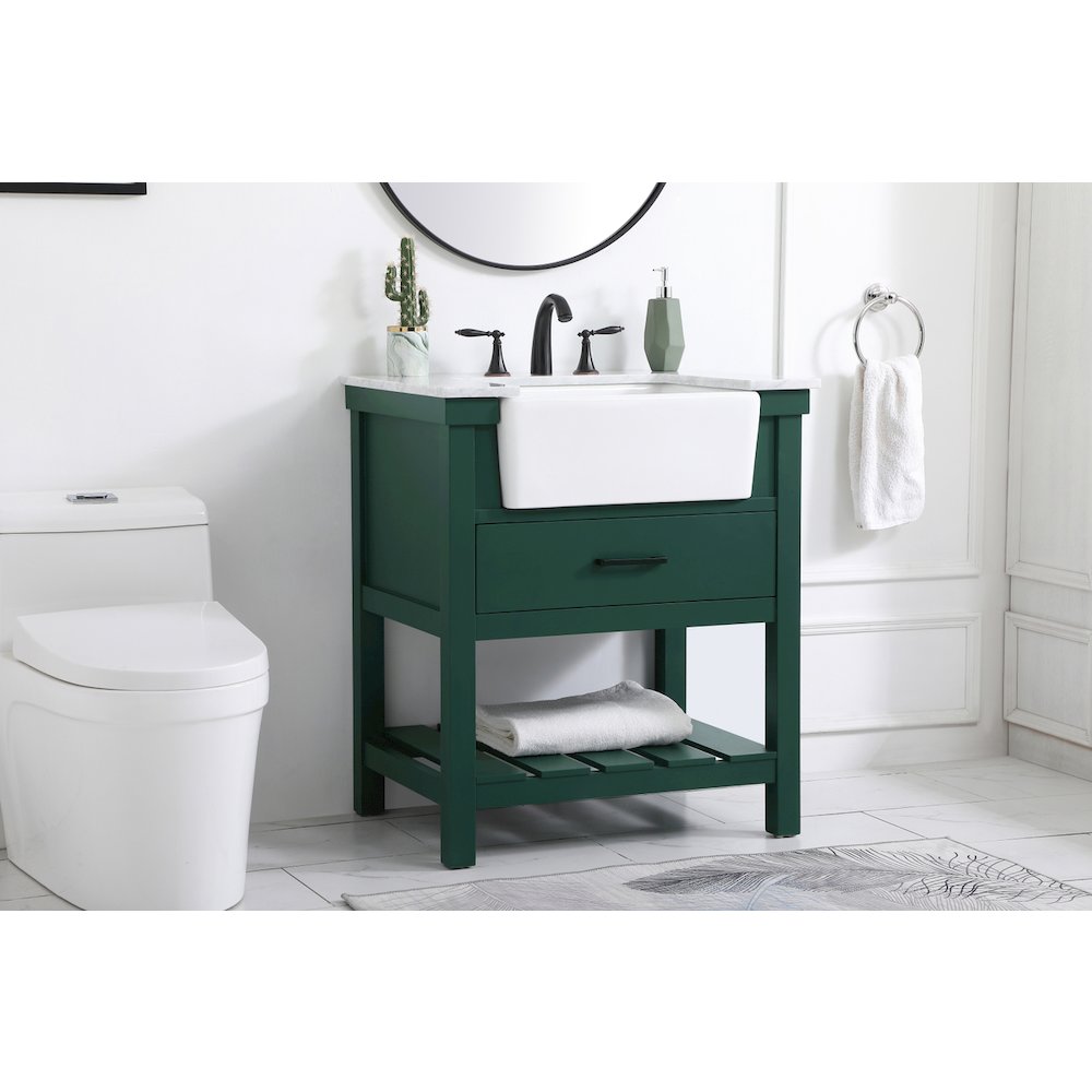 30 inch Single bathroom vanity in green