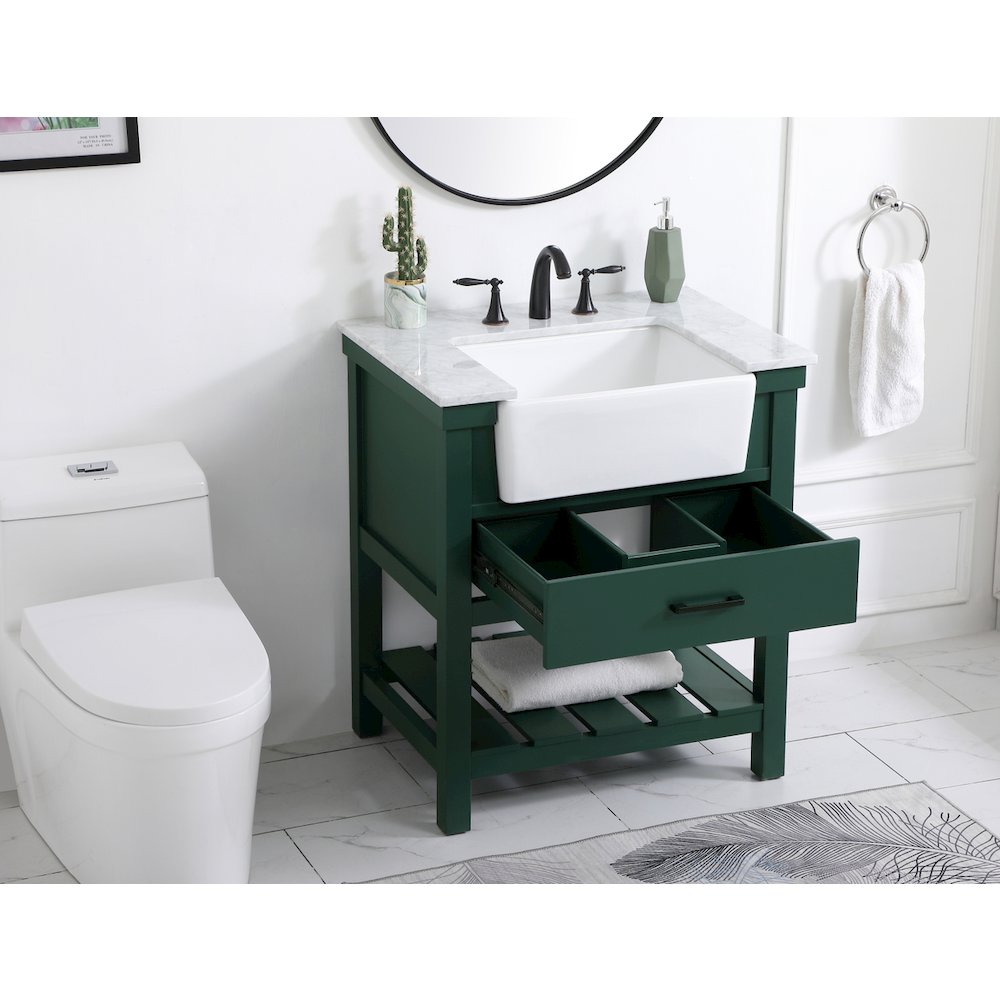 30 inch Single bathroom vanity in green