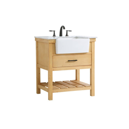 30 inch Single bathroom vanity in natural wood