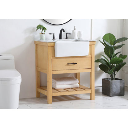 30 inch Single bathroom vanity in natural wood
