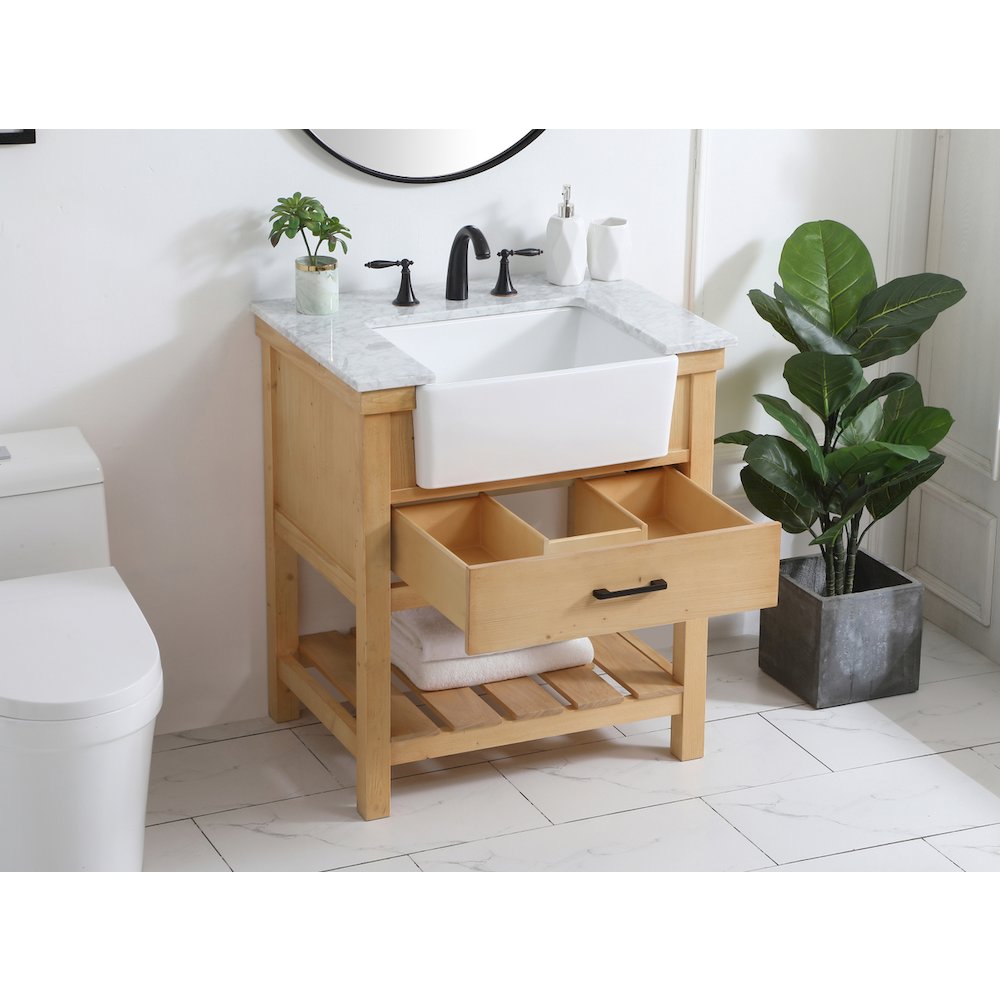 30 inch Single bathroom vanity in natural wood