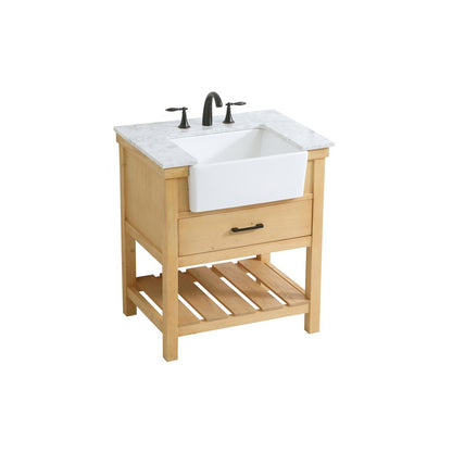 30 inch Single bathroom vanity in natural wood