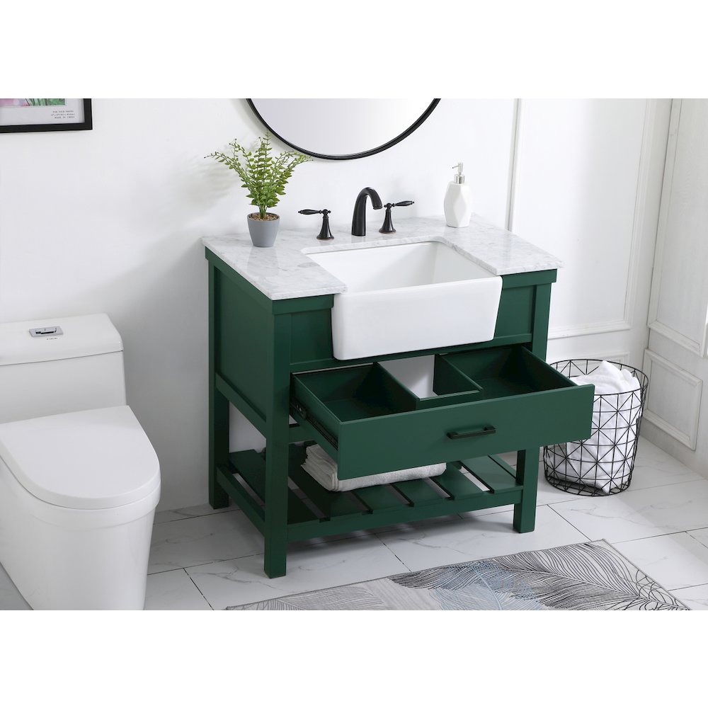 36 inch Single bathroom vanity in green