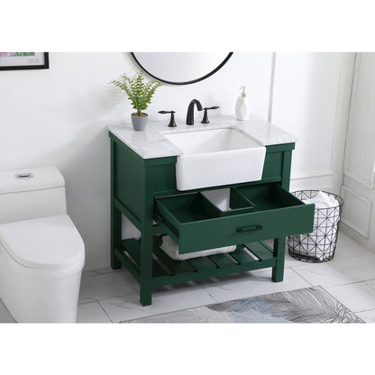 36 inch Single bathroom vanity in green