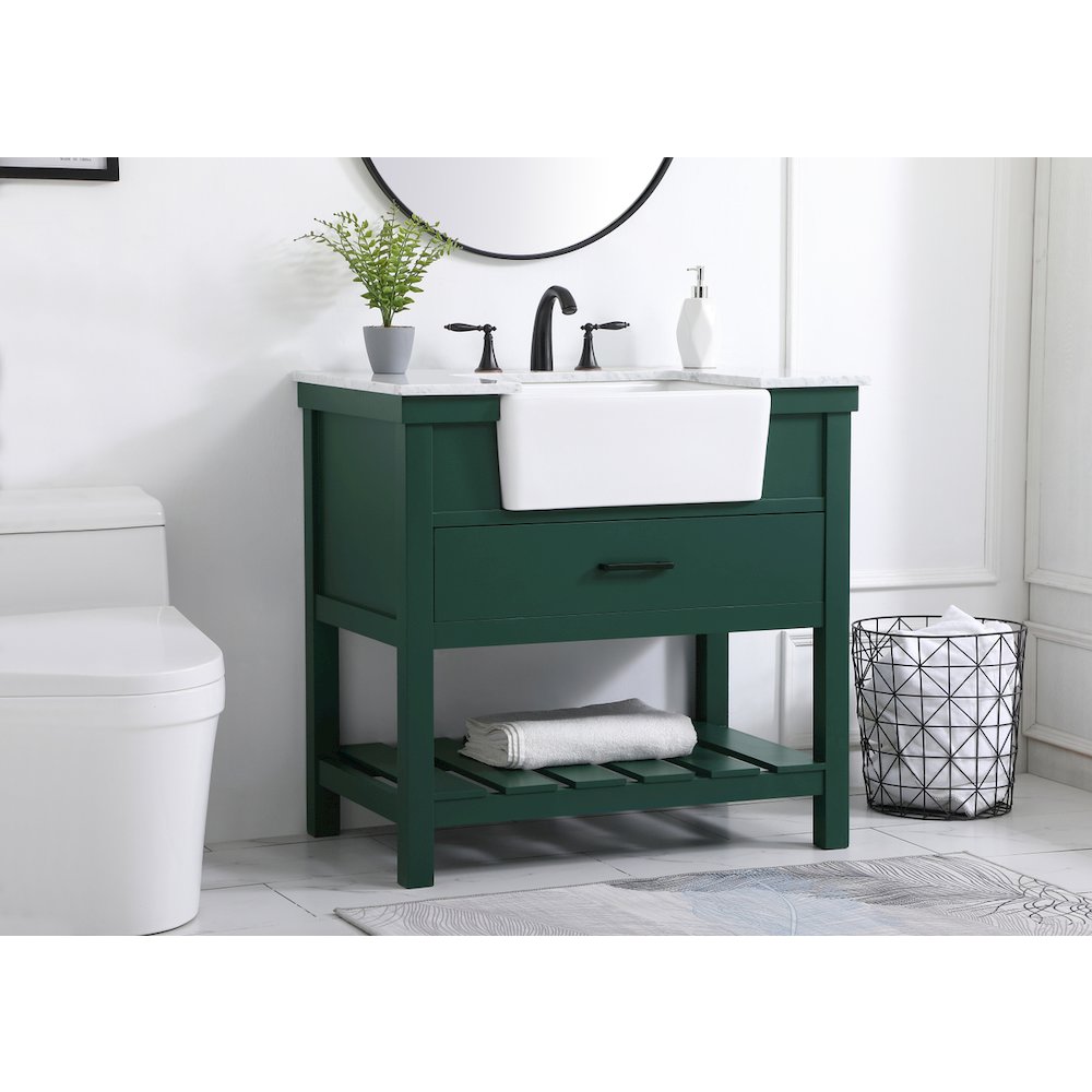 36 inch Single bathroom vanity in green