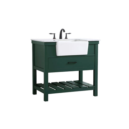 36 inch Single bathroom vanity in green