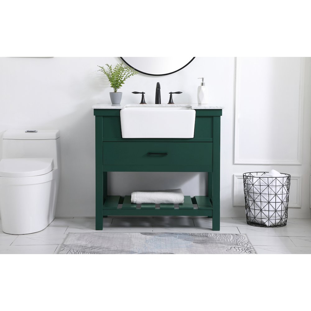 36 inch Single bathroom vanity in green