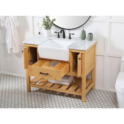 42 inch Single bathroom vanity in natural wood