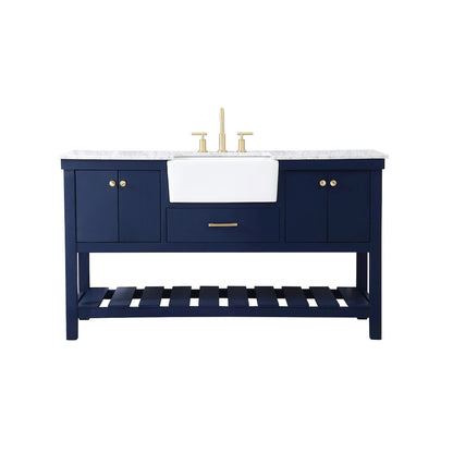 60 inch Single bathroom vanity in blue