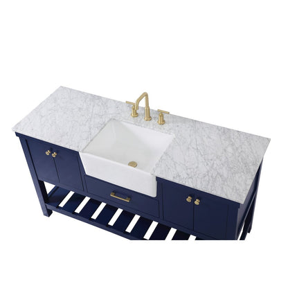 60 inch Single bathroom vanity in blue