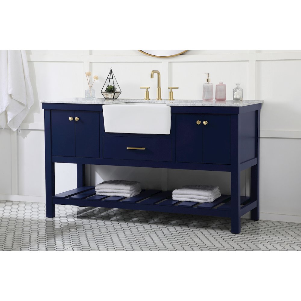 60 inch Single bathroom vanity in blue