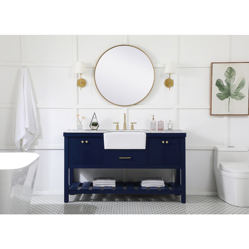 60 inch Single bathroom vanity in blue