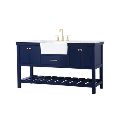 60 inch Single bathroom vanity in blue