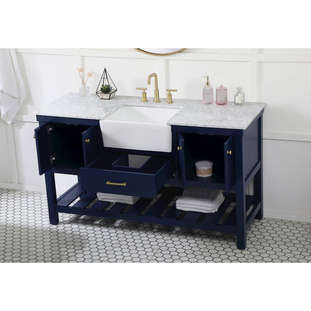 60 inch Single bathroom vanity in blue