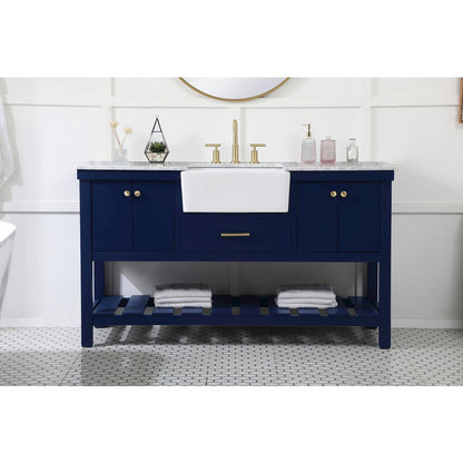 60 inch Single bathroom vanity in blue