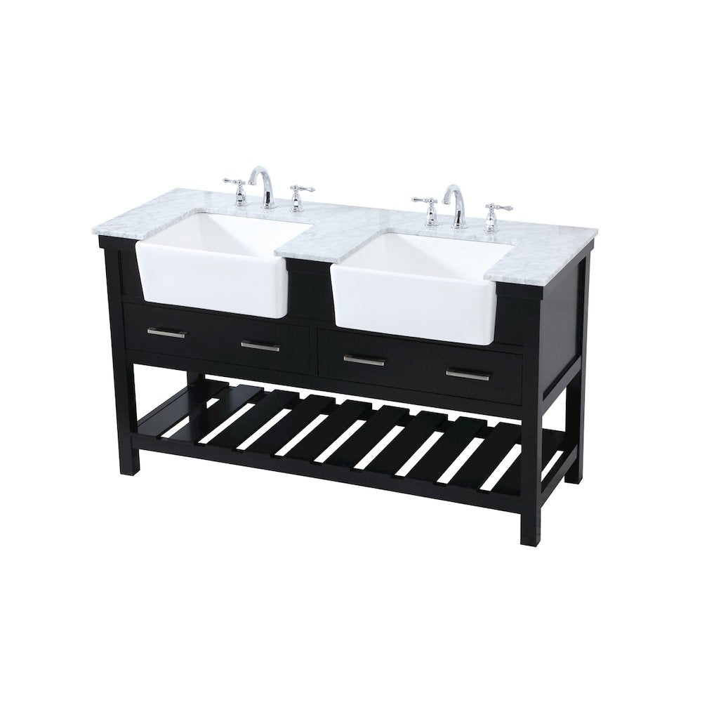 60 inch double bathroom vanity in black