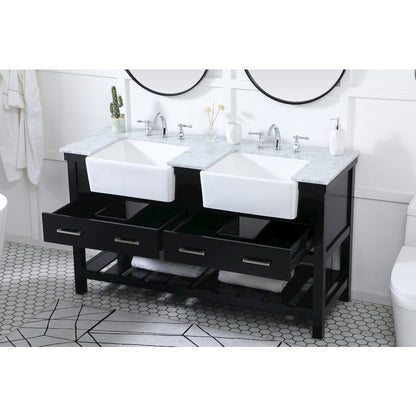 60 inch double bathroom vanity in black
