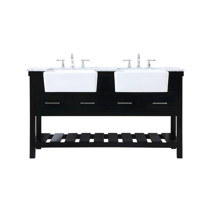 60 inch double bathroom vanity in black