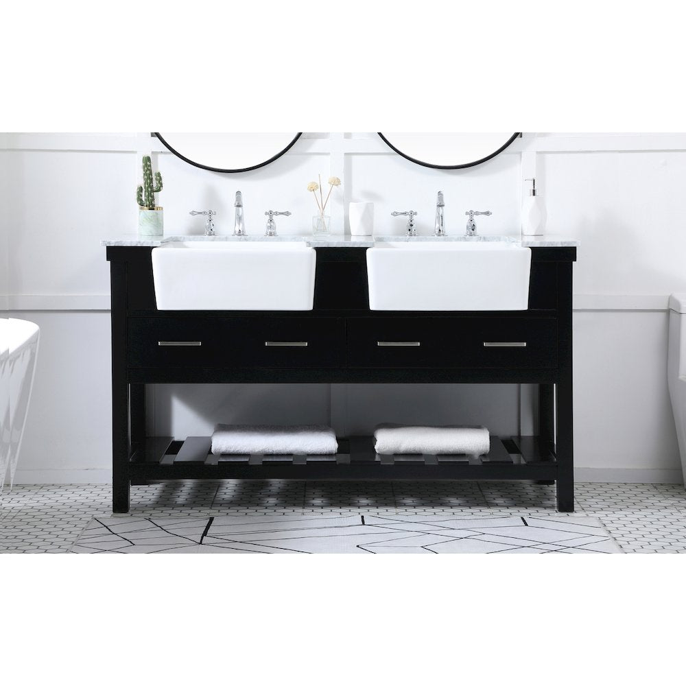 60 inch double bathroom vanity in black
