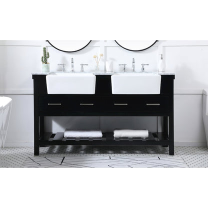 60 inch double bathroom vanity in black