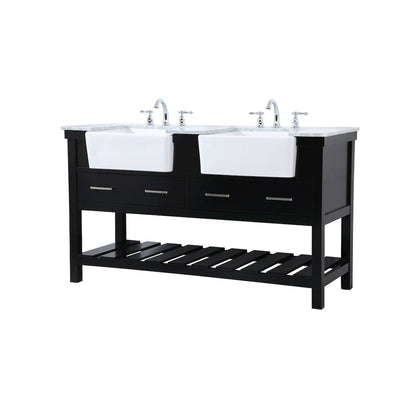60 inch double bathroom vanity in black