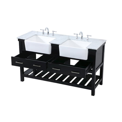 60 inch double bathroom vanity in black