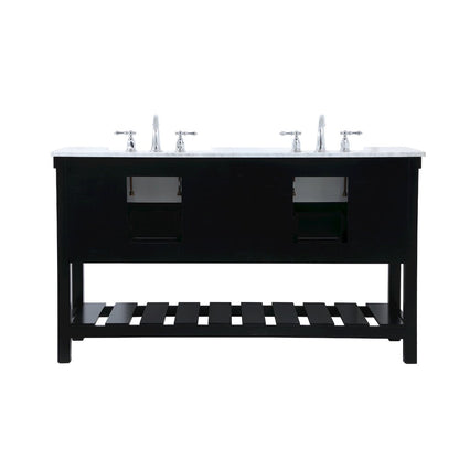 60 inch double bathroom vanity in black