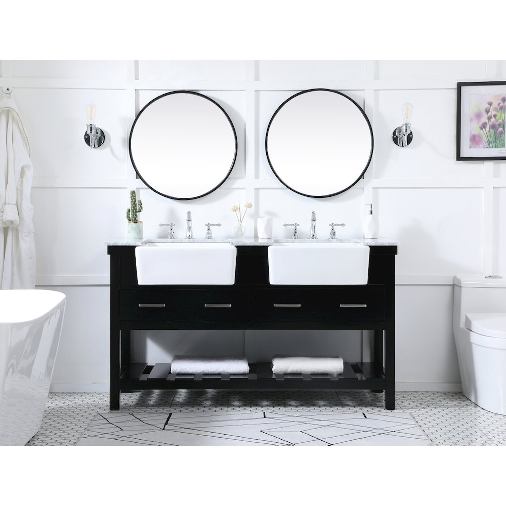 60 inch double bathroom vanity in black