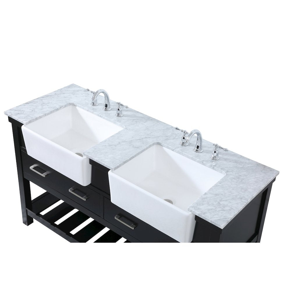 60 inch double bathroom vanity in black