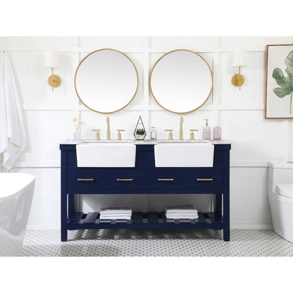 60 inch double bathroom vanity in blue